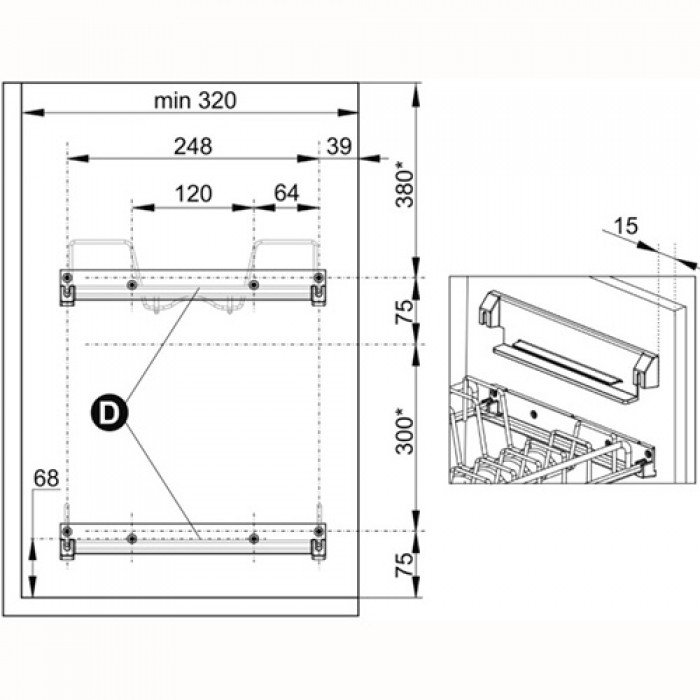 Сушка PANDORA SU07/800 плоский прут ГРАФИТ