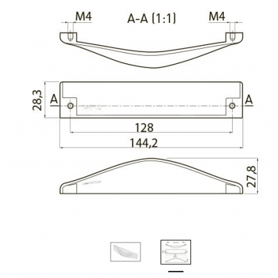 Ручка Agios 128 мм алюминий (Р)