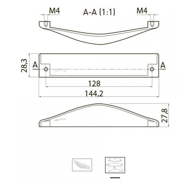 Ручка Agios 128 мм алюминий (Р)