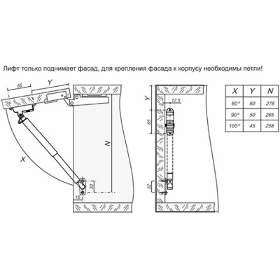 Кронштейн газовый GL110W/80/3 80N с фиксацией положения и амортизацией белый