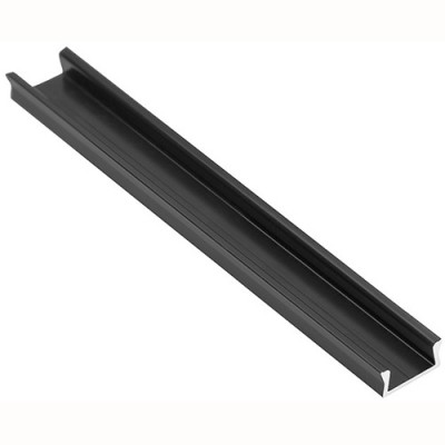 Профиль металлический накладной MINI черный L-2 м для ленты (в комплекте крышка + комплект заглушек)