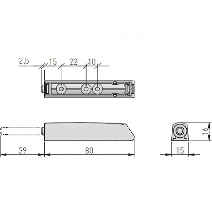 Tip-on усиленный врезной с адаптером темно-серый GTV