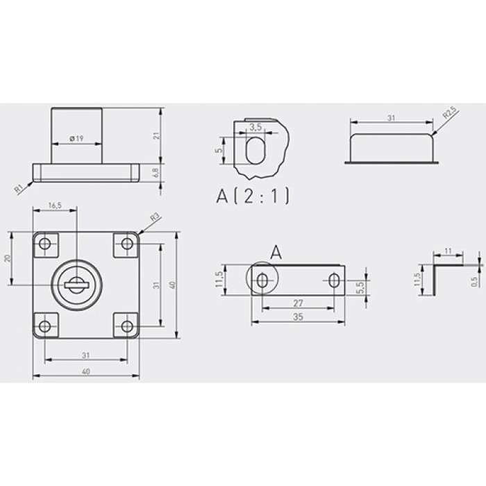 Замок для ДСП 138 GTV (ЧЕРНЫЙ)