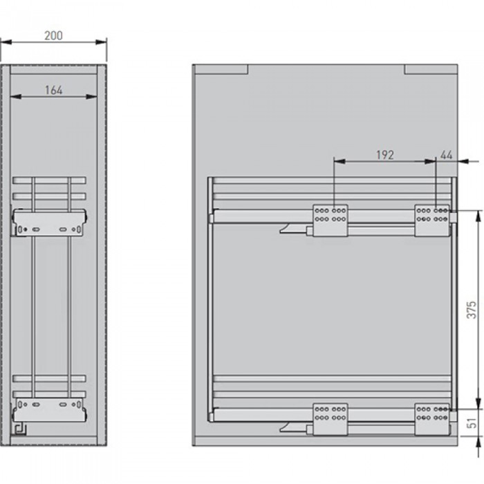 Карго MOVIXPRO 200 мм хром+бел (крепление боковое TANDEM с доводчиком) GTV (БЕЗ НАПРАВЛЯЮЩИХ)