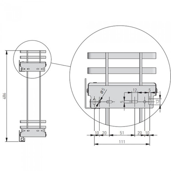 Карго MOVIXPRO 200 мм хром+бел (крепление боковое TANDEM с доводчиком) GTV (БЕЗ НАПРАВЛЯЮЩИХ)