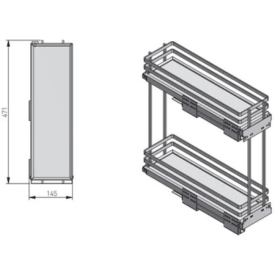 Карго MOVIXPRO 200 мм хром+бел (крепление боковое TANDEM с доводчиком) GTV (БЕЗ НАПРАВЛЯЮЩИХ)