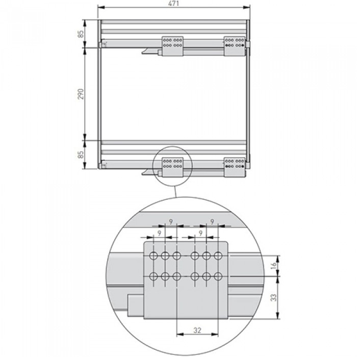 Карго MOVIXPRO 200 мм хром+бел (крепление боковое TANDEM с доводчиком) GTV (БЕЗ НАПРАВЛЯЮЩИХ)