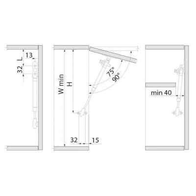Кронштейн газовый 100N GTV с амортизатором с регулировкой серый