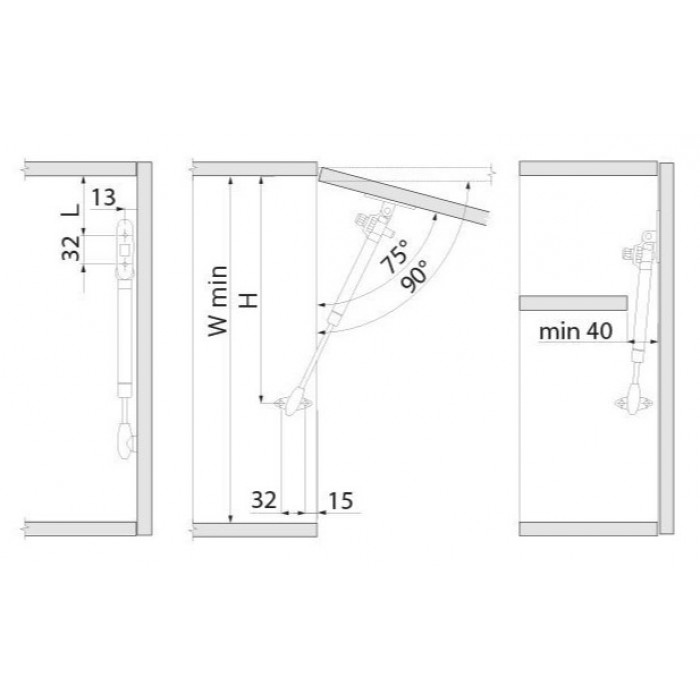 Кронштейн газовый 100N GTV с амортизатором с регулировкой серый