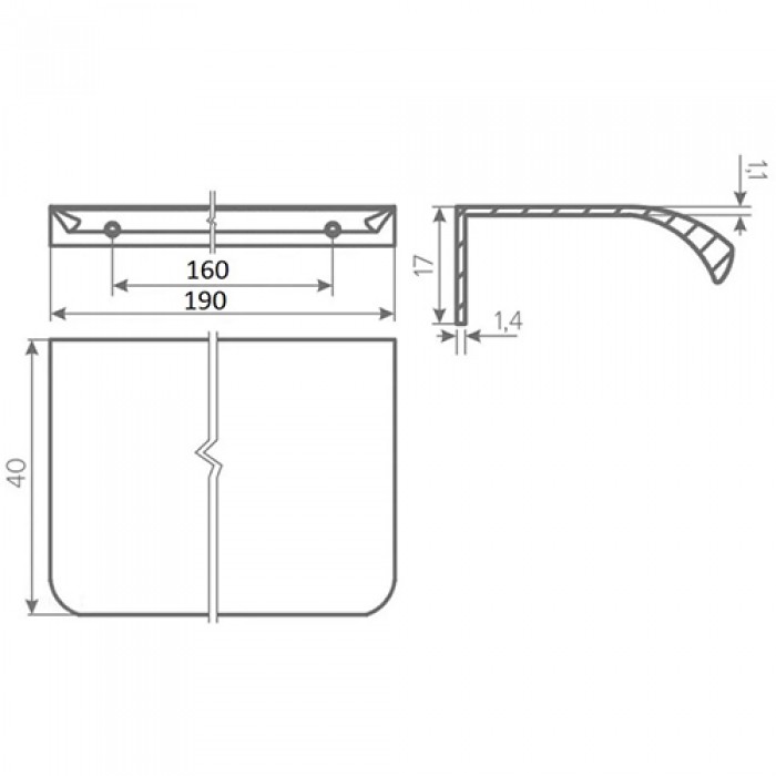 Ручка HEXA 160/190 мм черная матовая