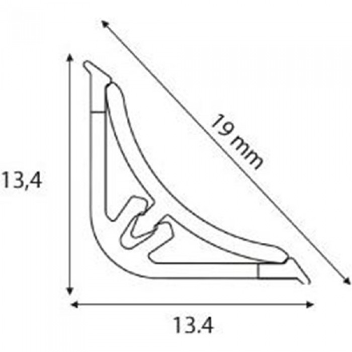 Плинтус mini LB-15 алюминий матовый (пластиковый) Korner (494) -611