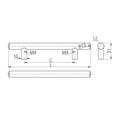 Ручка релинговая RE 1000/448 хром LC (Rd)