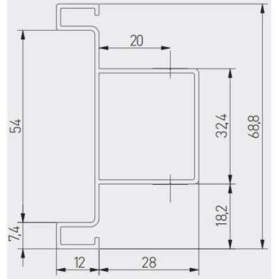 VELLO профиль вертикальный C-образный для распашных дверей алюминий (продается кратно 1 шт)