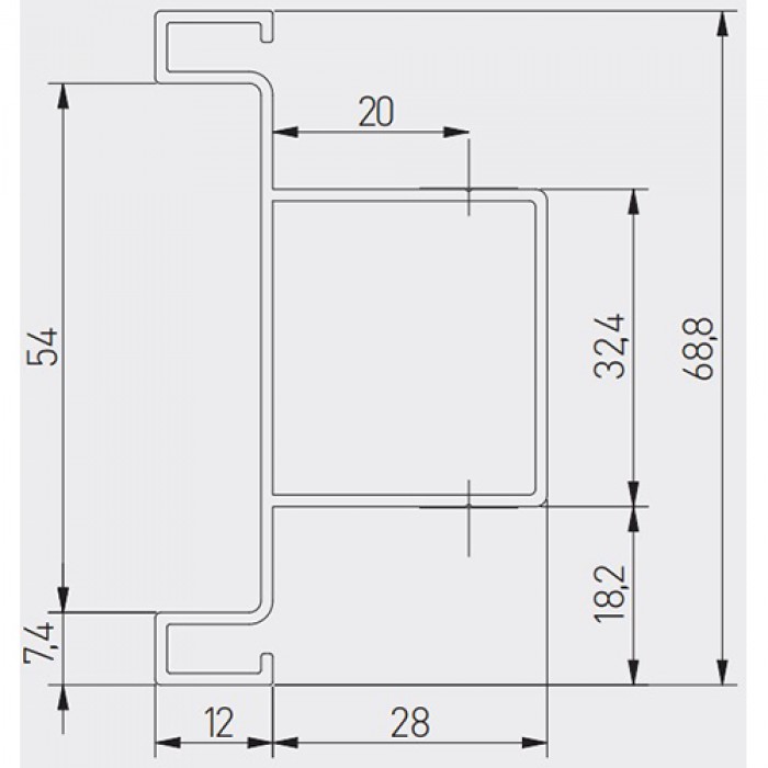 VELLO профиль вертикальный C-образный для распашных дверей алюминий (продается кратно 1 шт)