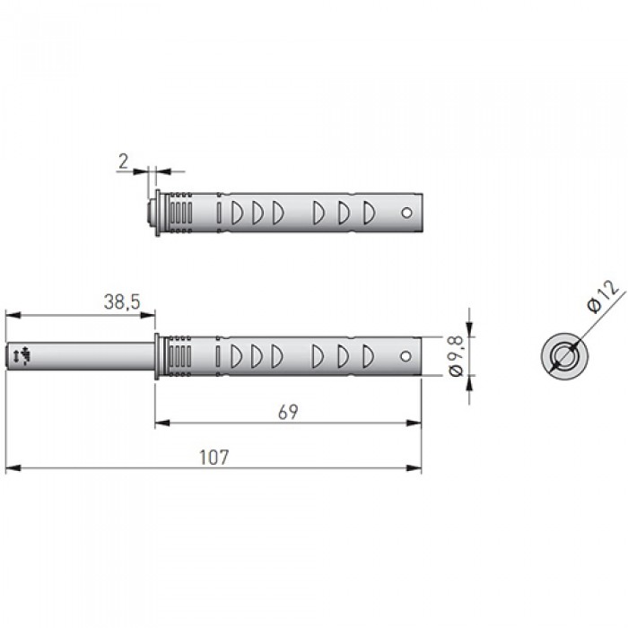 Tip-on усиленный врезной темно-серый GTV