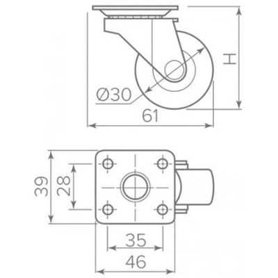 Колесо с подшипником серое d30