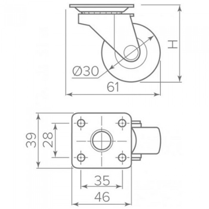 Колесо с подшипником серое d30