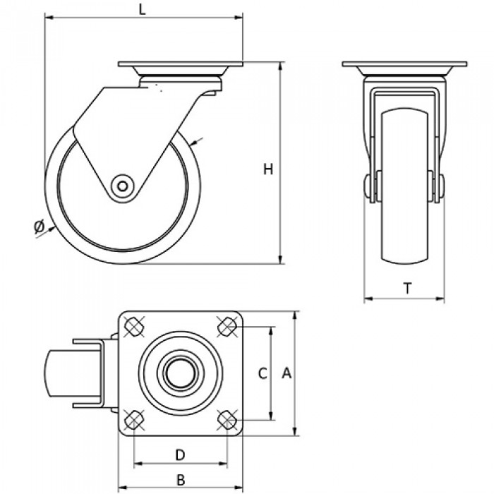 Колесо мебельное черное (со стопором) CALIBRO d35