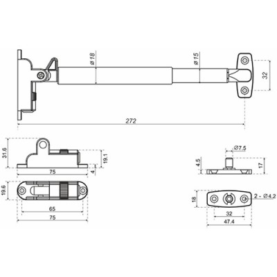Кронштейн газовый GL110GRPH/100/3 100N с фиксацией положения и амортизацией графит