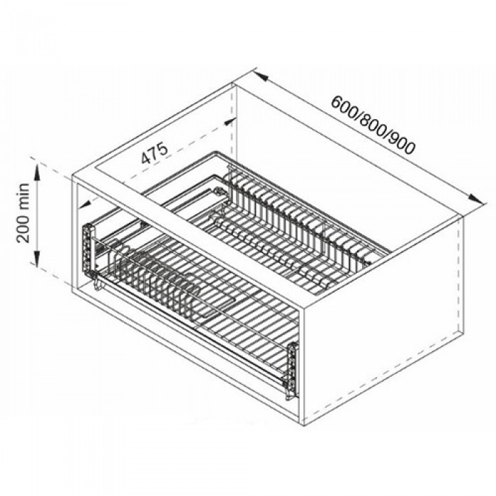 Корзина-сушка MIRA KRS06/1/3/600 на 600  полного выдвижения с доводчиком (KRS05)