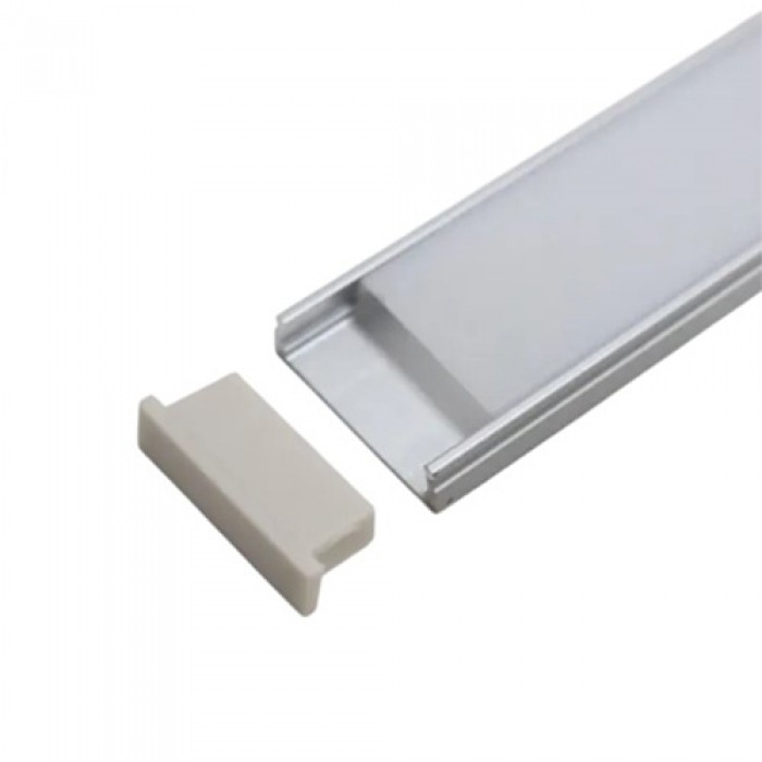 Профиль металлический накладной L-2 м для Led ленты ( в комплекте крышка матовая+2 заглушки )
