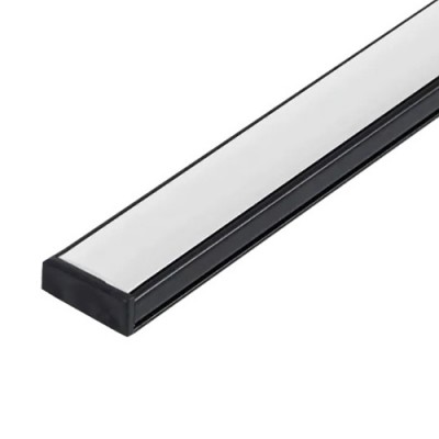 Профиль металлический накладной L-2 м черный для LED ленты ( в комплекте крышка + комплект заглушек)