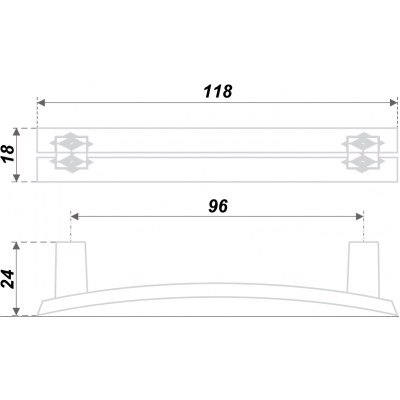 Ручка RS408CP/CrT.4/96 хром+кристалл (P)