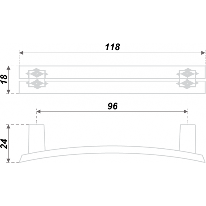 Ручка RS408CP/CrT.4/96 хром+кристалл (P)