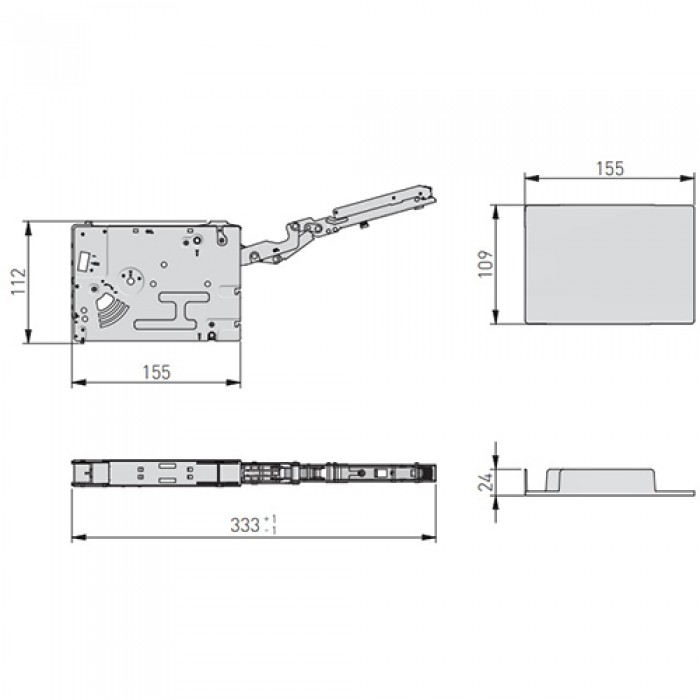 Подъемный механизм HORIZON STRONG серый PUSH TO OPEN