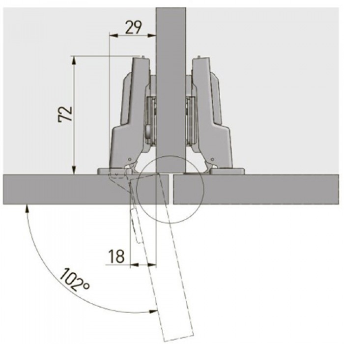 Петля полунакладная 08 d35 с доводчиком GTV SOLID PLUS ( с эксцентриковой регулировкой )