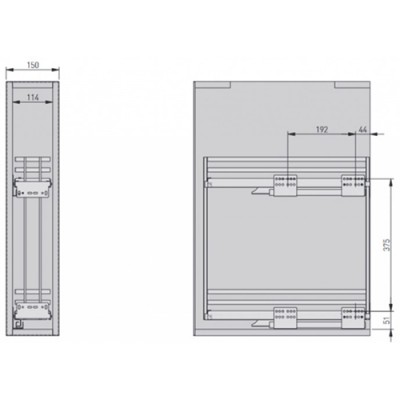 Карго MOVIXPRO 150 мм хром+бел (крепление боковое TANDEM с доводчиком) GTV (БЕЗ НАПРАВЛЯЮЩИХ)