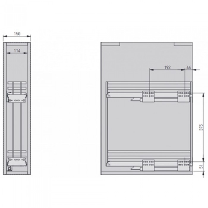 Карго MOVIXPRO 150 мм хром+бел (крепление боковое TANDEM с доводчиком) GTV (БЕЗ НАПРАВЛЯЮЩИХ)