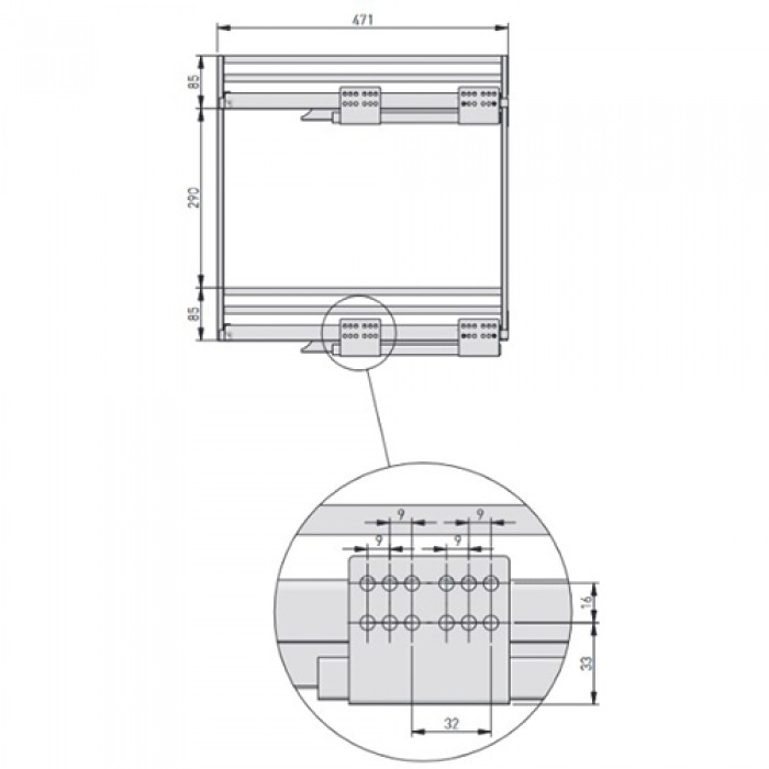 Карго MOVIXPRO 150 мм хром+бел (крепление боковое TANDEM с доводчиком) GTV (БЕЗ НАПРАВЛЯЮЩИХ)