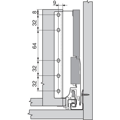 _Antaro держатель задней стенки высота D (224) левый серый орион (Z30D000S HO-R L V50OG-M)