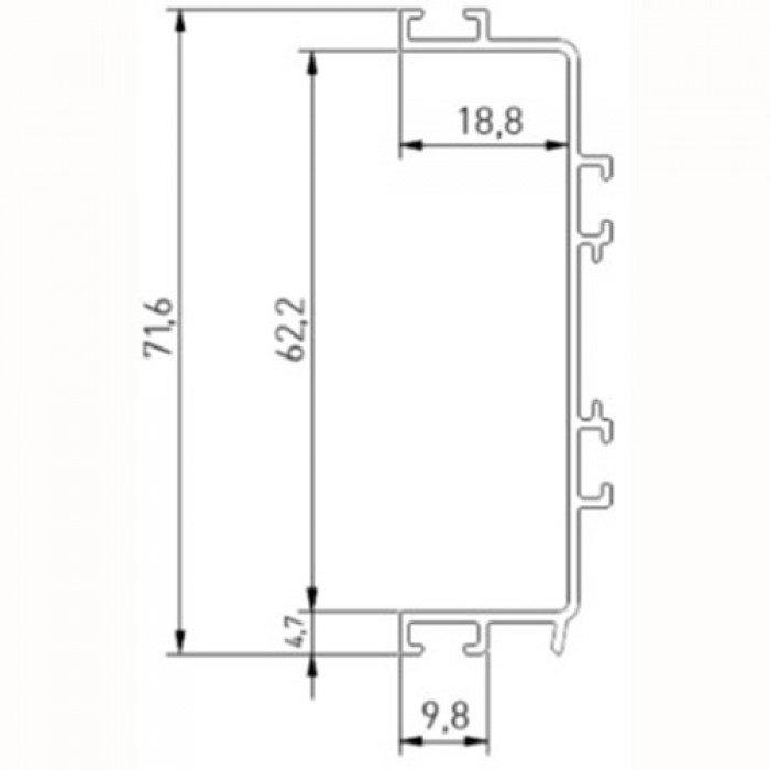 VELLO профиль C-образный средний для нижних баз алюминий