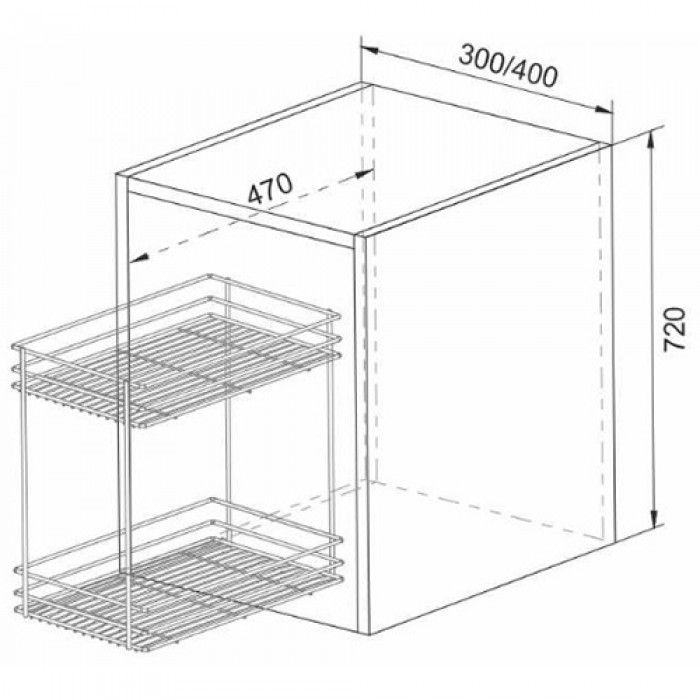 Карго 400 мм хром (TANDEM с доводчиком крепление диагональн) BOYARD (БЕЗ НАПРАВЛЯЮЩИХ) KR39/1/0/400