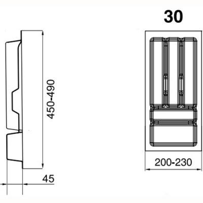 Вкладыш кухонный 300 L490 серый LB