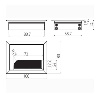 Пропуск для кабеля MERIDA черный (прямоугольный) 80*100