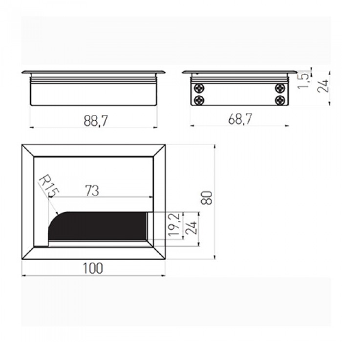 Пропуск для кабеля MERIDA черный (прямоугольный) 80*100