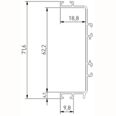 VELLO профиль C-образный средний для нижних баз инокс (продажа кратно 1 штуки)