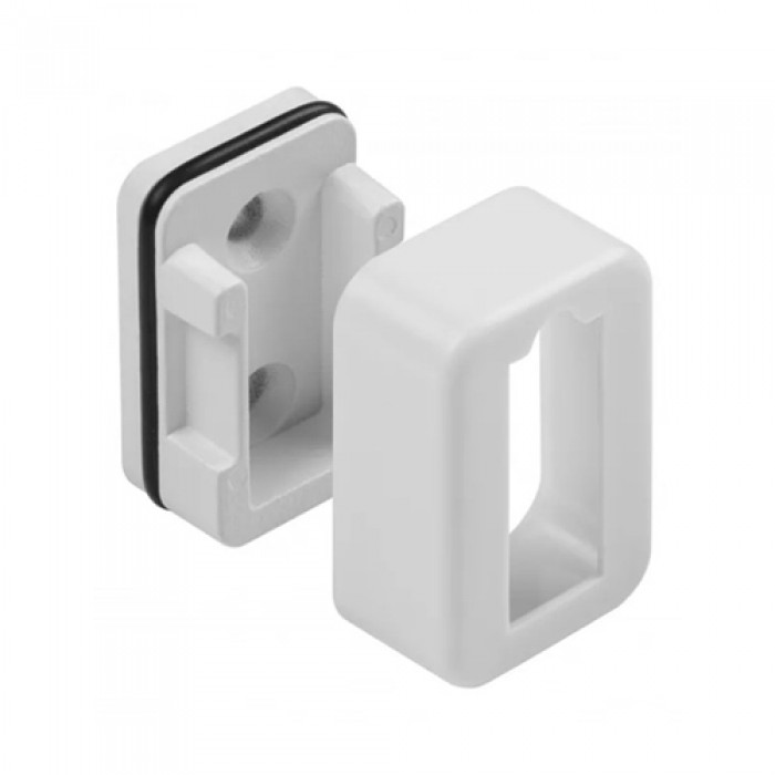 Держатель трубы прямоугольной с заглушкой белый