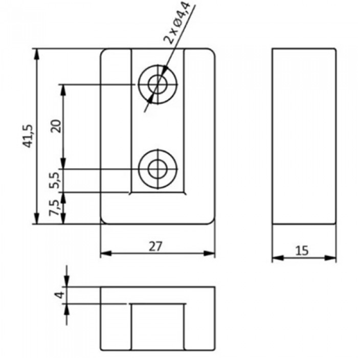 Держатель трубы прямоугольной с заглушкой белый