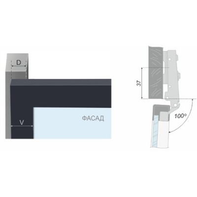 Петля накладная для профиля Z1 с доводчиком BOYARD черная (без планки 8010 / выписывать отдельно)