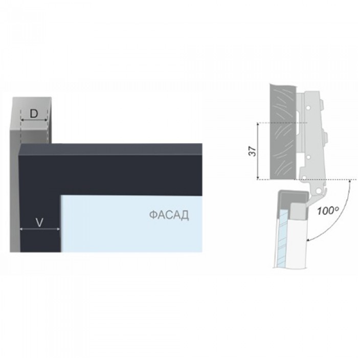 Петля накладная для профиля Z1 с доводчиком BOYARD черная (без планки 8010 / выписывать отдельно)