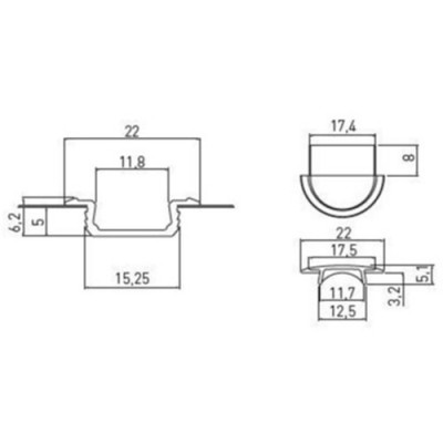 Профиль металлический врезной L-3 м черный для Led ленты GTV