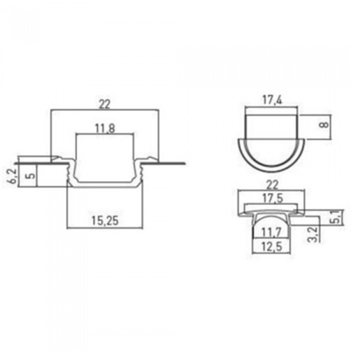 Профиль металлический врезной L-3 м черный для Led ленты GTV