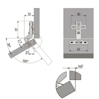 Петля d35 угловая 30˚ GTV