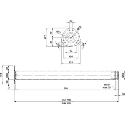 Нога 710/50 мм хром LC