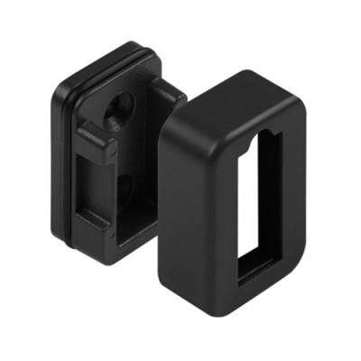 Держатель трубы прямоугольной с заглушкой черный