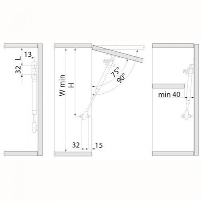 Кронштейн газовый 150N GTV с амортизатором с регулировкой серый